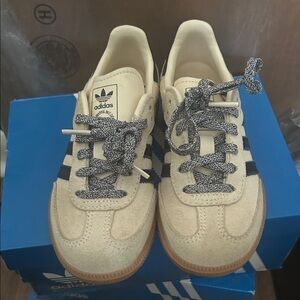 Adidas Kids Beige and Navy Sneakers